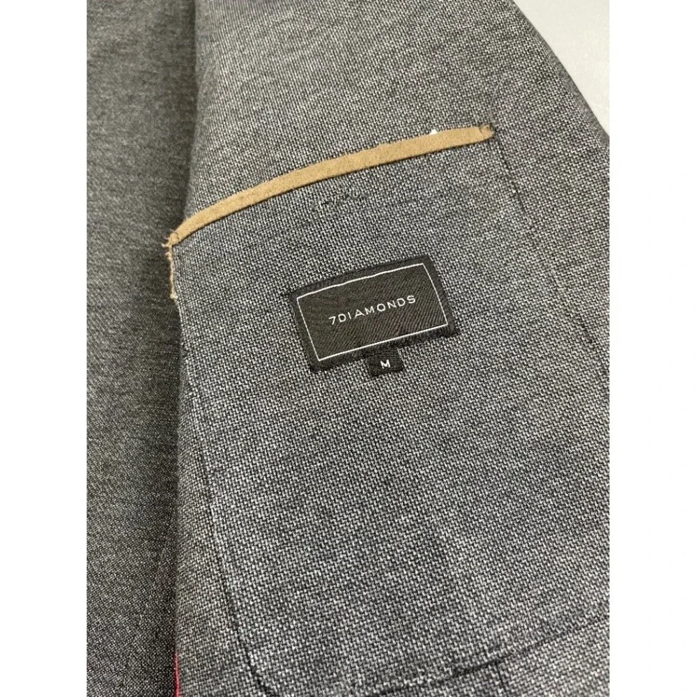 7DIAMONDS Mens Blazer M Crockett Gray Raw‎ Edge Unstructured Sport Coat Jacket